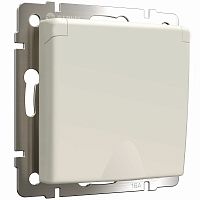 Розетка с заземлением без рамки Werkel 1-м. крышка шторки IP44 айвори матовый картинка